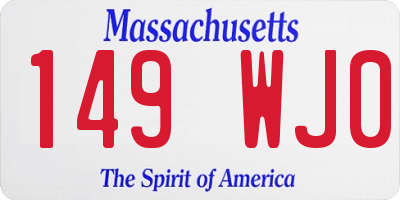 MA license plate 149WJ0