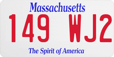 MA license plate 149WJ2