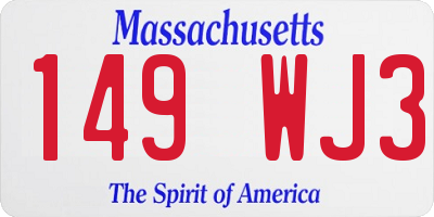 MA license plate 149WJ3
