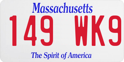 MA license plate 149WK9