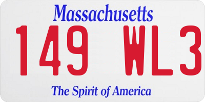 MA license plate 149WL3