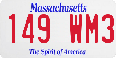 MA license plate 149WM3