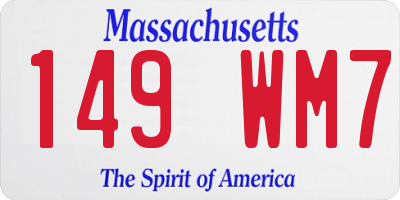 MA license plate 149WM7