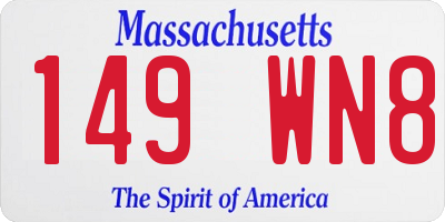 MA license plate 149WN8