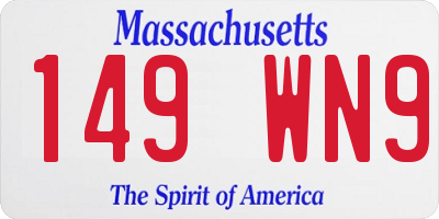 MA license plate 149WN9