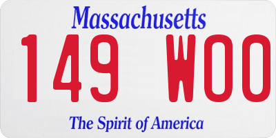 MA license plate 149WO0