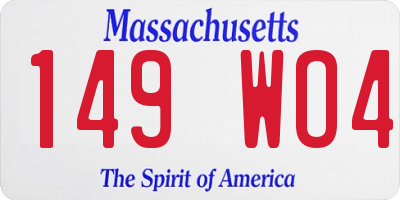 MA license plate 149WO4