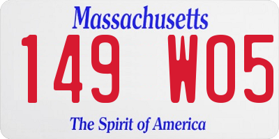 MA license plate 149WO5