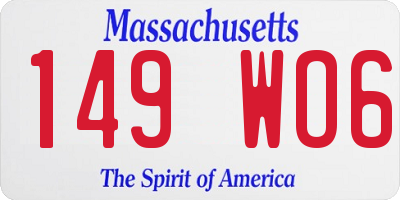 MA license plate 149WO6