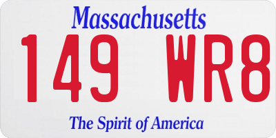 MA license plate 149WR8