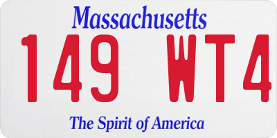 MA license plate 149WT4