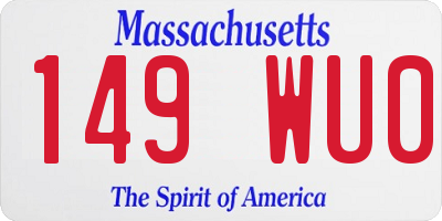 MA license plate 149WU0