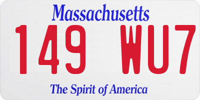 MA license plate 149WU7