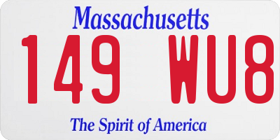 MA license plate 149WU8