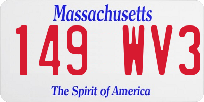MA license plate 149WV3
