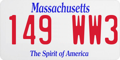 MA license plate 149WW3
