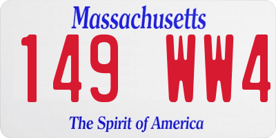 MA license plate 149WW4