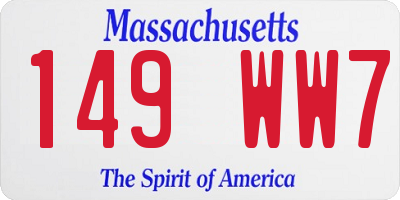 MA license plate 149WW7