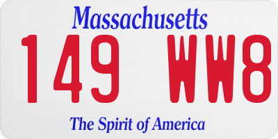 MA license plate 149WW8