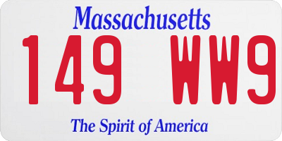 MA license plate 149WW9