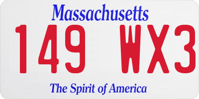 MA license plate 149WX3