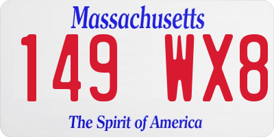 MA license plate 149WX8