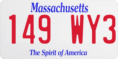 MA license plate 149WY3