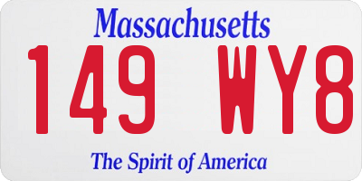 MA license plate 149WY8