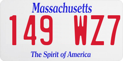MA license plate 149WZ7