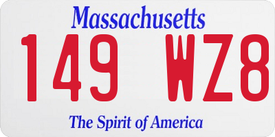MA license plate 149WZ8
