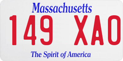 MA license plate 149XA0