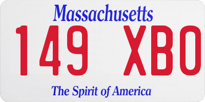 MA license plate 149XB0