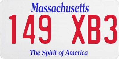 MA license plate 149XB3