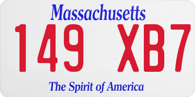 MA license plate 149XB7