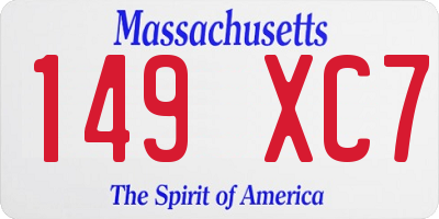 MA license plate 149XC7