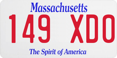 MA license plate 149XD0
