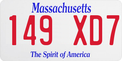 MA license plate 149XD7