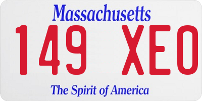 MA license plate 149XE0