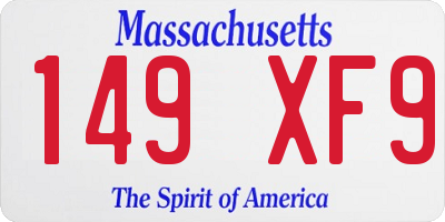 MA license plate 149XF9
