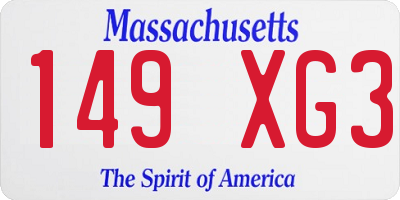 MA license plate 149XG3