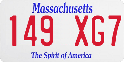 MA license plate 149XG7