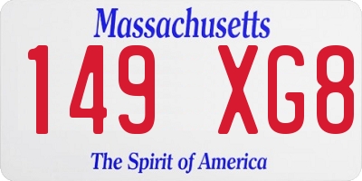 MA license plate 149XG8