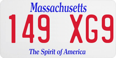 MA license plate 149XG9