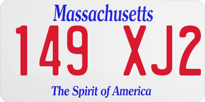 MA license plate 149XJ2