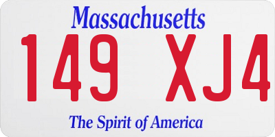 MA license plate 149XJ4