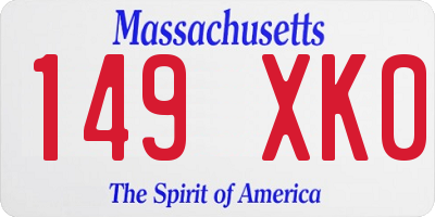 MA license plate 149XK0
