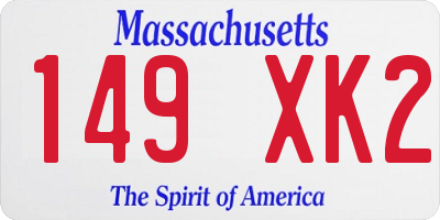 MA license plate 149XK2