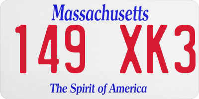 MA license plate 149XK3