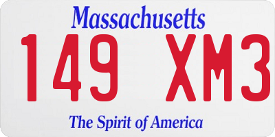 MA license plate 149XM3