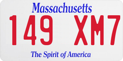 MA license plate 149XM7